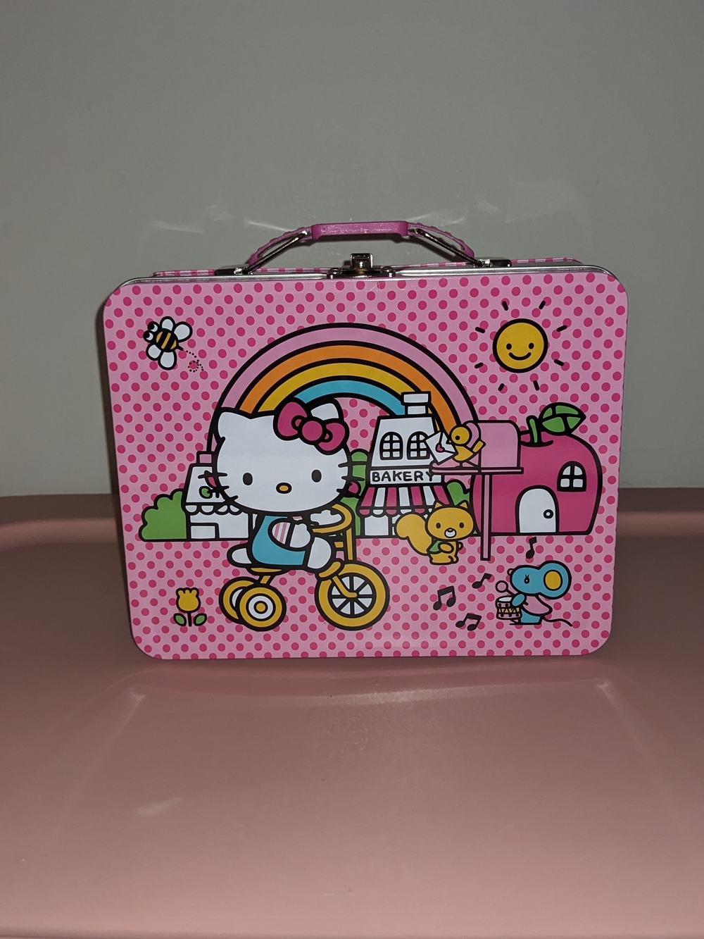 Hello Kitty Pink Polka Dot Tin Lunchbox